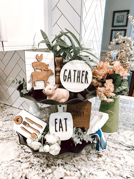 Gather Round Tiered Tray Sign