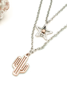 Arizona Star and Cactus Double Necklace