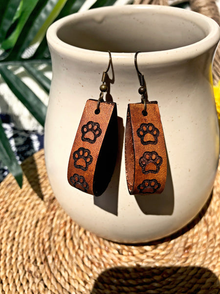 Leather Dog Paw Hoops