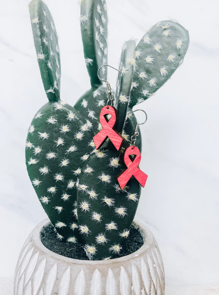 Breast Cancer Awareness Ribbon Earrings