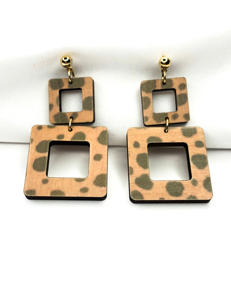 Classic Christy Double Square Animal Print Earrings