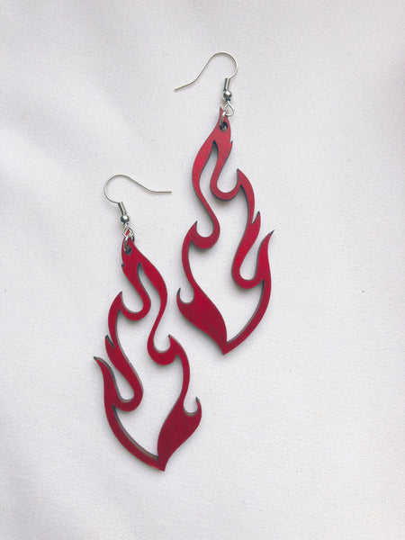 Slow Burn Flame Scarlet Earrings