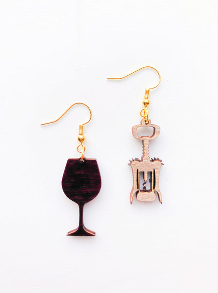 Justine Wine and Corkscrew Earrings