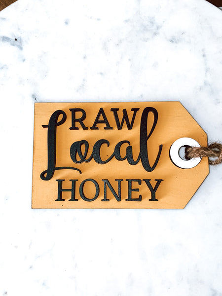 Raw Local Honey Hanging Sign Tier Tray Decor