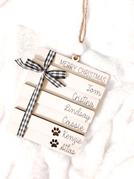 Personalized Custom Book Stack Christmas Holiday Ornament