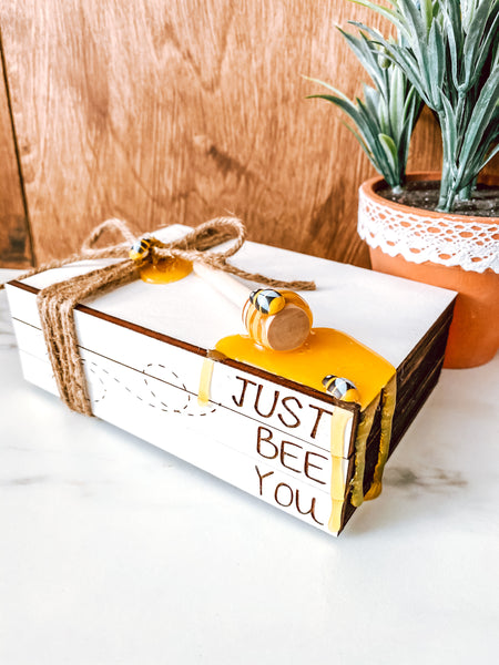Just Bee You Honey Dripped Book Stack Tier Tray Decor