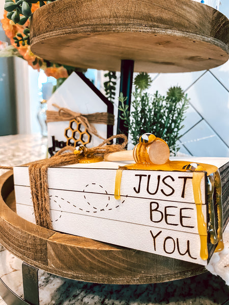 Just Bee You Honey Dripped Book Stack Tier Tray Decor