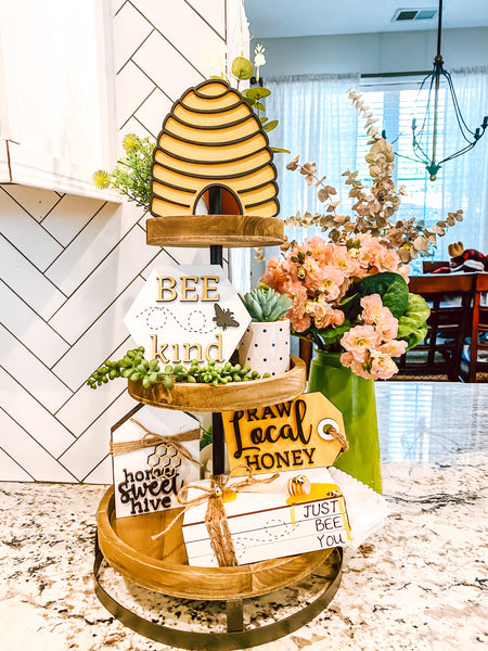Home Sweet Hive House Sign Tier Tray Decor