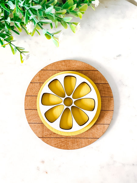 Round Lemon Slice Sign Tier Tray Decor